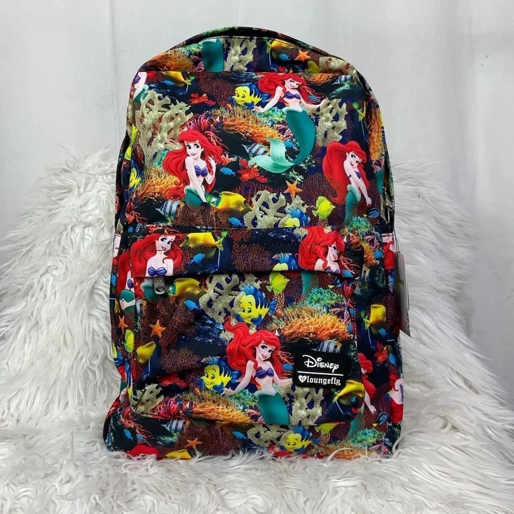 NEW Loungefly Disney The Little Mermaid Ariel Allover Print School Backpack